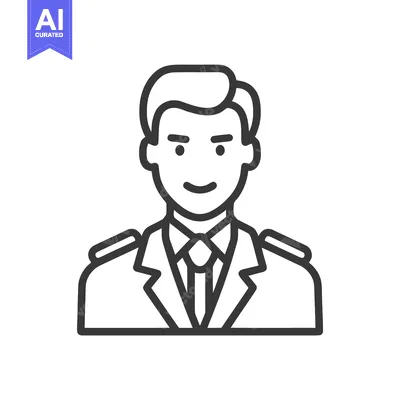 Popular premium asset: Smiling Professional Man in Uniform Icon with Epaulets, Clean Line Art