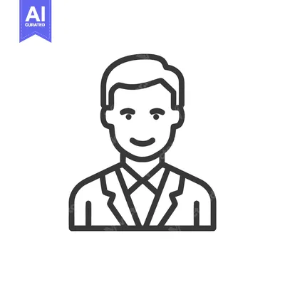 Popular premium asset: Minimalist Smiling Businessman Avatar Icon in Line Art Style, Ideal fo