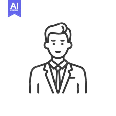 Clean Line Art Icon of Smiling Businessman in Suit, Professional Male