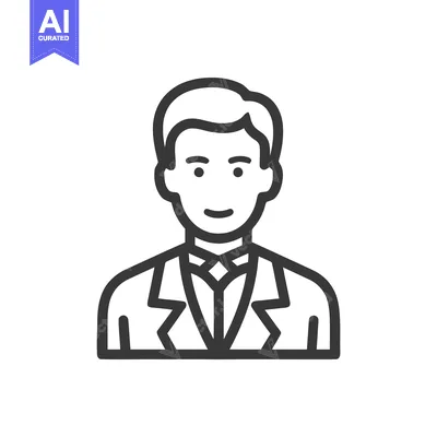 Aset premium populer: Clean Line Art Icon of a Smiling Professional Man in a Suit and Bow Ti