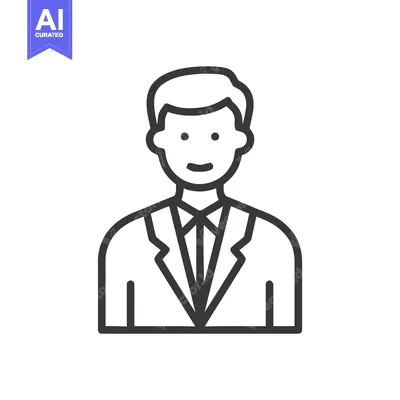 Clean Line Art Icon of Smiling Male Professional in Suit, User Avatar