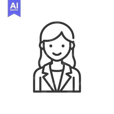 Premium design asset: Modern Line Art Icon of a Smiling Businesswoman Avatar
