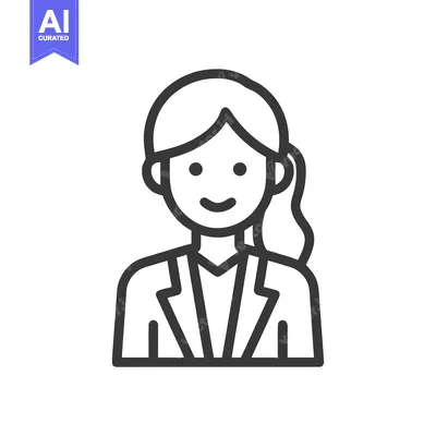 Aset premium populer: Smiling Professional Woman Line Art Icon: Minimalist Business Avatar