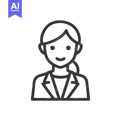 Premium design asset: Modern Minimalist Vector Outline Icon of Smiling Female Professional i