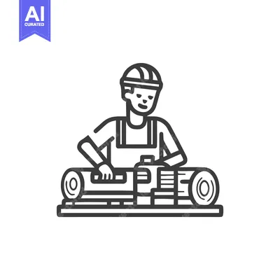 Skilled Worker Operating Industrial Machine with Cylindrical Material,
