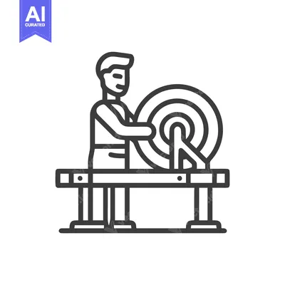 Craftsman Shaping Clay on Pottery Wheel Minimalist Line Icon