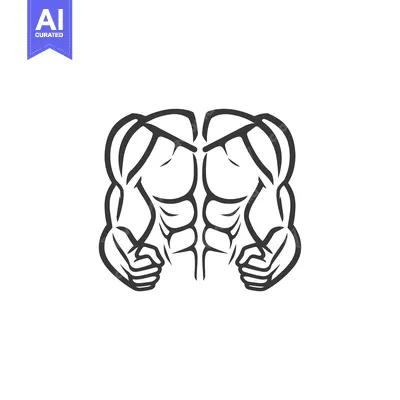 A black and white illustration of a muscular upper body