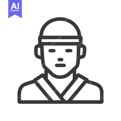 Clean Vector Line Icon of a Chef or Martial Artist in Uniform with Hea