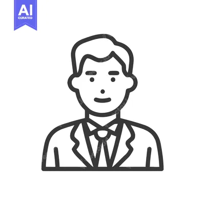 Premium design asset: Smiling Professional Man Avatar Icon in Clean Outline Style, Minimalis