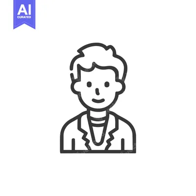 Aset desain premium: Minimalist Line Art Icon of a Smiling Person's Profile Avatar for User