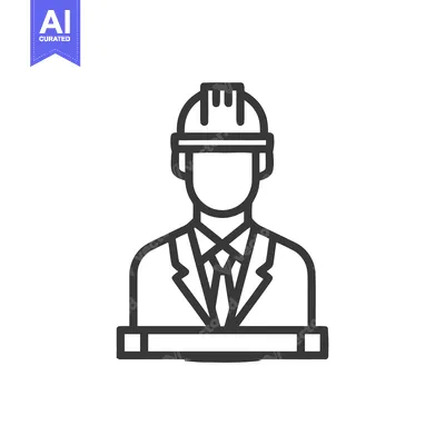 Popular premium asset: Professional Engineer Architect Line Icon with Hard Hat and Blueprint