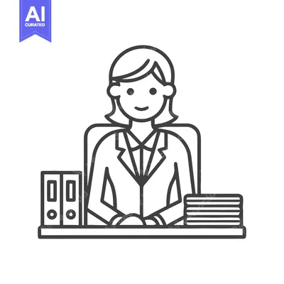 Smiling Professional Woman at Office Desk with Files and Papers, Minim