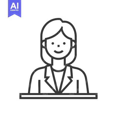 Smiling Professional Woman Line Art Icon - Minimalist Business Avatar