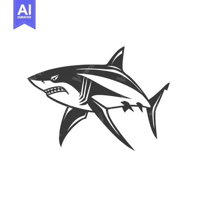 A Black and White Illustration of an Angry Shark