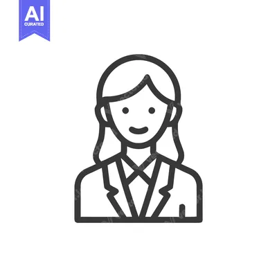 Premium design asset: Modern Minimalist Line Icon of Smiling Businesswoman Avatar for User P