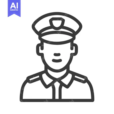 Popular premium asset: Clean Line Art Icon of a Male Police Officer or Security Guard in Unif