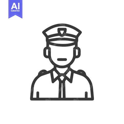 Clean Line Art Icon: Generic Authority Figure in Uniform and Peaked Ca