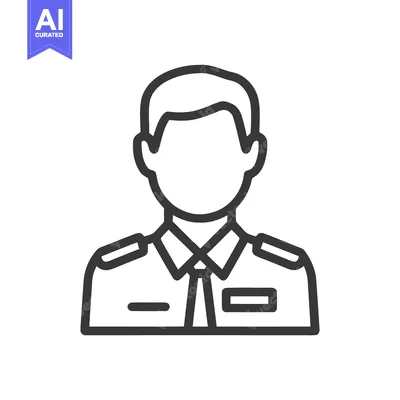 Anonymous Uniformed Professional Avatar Icon with Epaulets, Clean Outl
