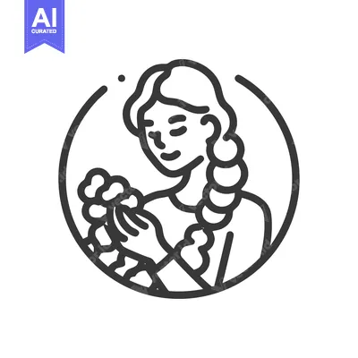 Serene Woman with Braided Hair Gently Holding Flowers in Minimalist Li