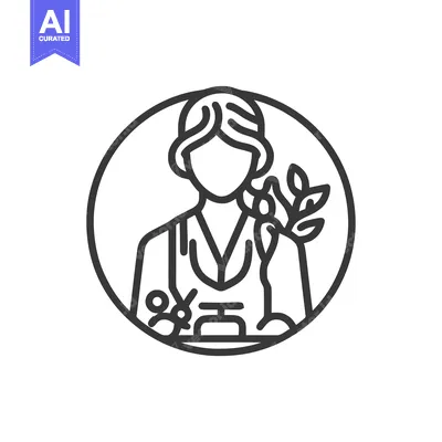 Aset desain premium: Holistic Healthcare Professional Icon: Woman with Stethoscope, Plant,