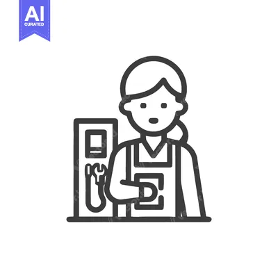 Popular premium asset: Minimalist Female Mechanic Icon with Wrench, Professional Technician O