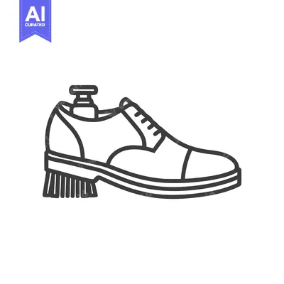 Aset desain premium: Sophisticated Men's Dress Shoe with Shoe Tree, Clean Vector Outline fo
