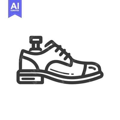 Classic Men's Dress Shoe with Shoe Tree Icon, Detailed Line Art for Fo