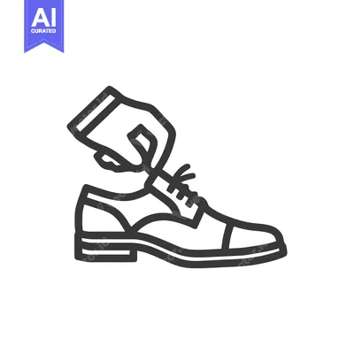 Minimalist Line Icon of Hand Tying Laces on Classic Men's Dress Shoe,