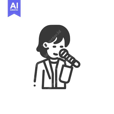 Modern Flat Icon of a Person with a Microphone, Symbolizing Singing, P