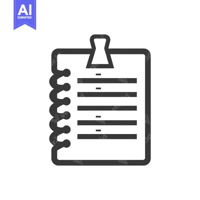 Premium design asset: A Black and White Illustration of a Notebook with a Paperclip
