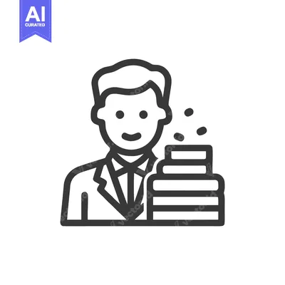 Popular premium asset: Smiling Professional Man with Stack of Books or Documents Line Art Ico