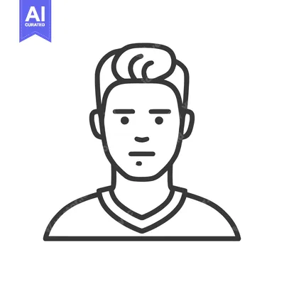 Popular premium asset: Minimalist Line Art Icon of a Young Man's Head and Shoulders