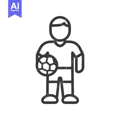 Premium design asset: Clean Line Art Icon of a Male Soccer Player Holding a Football, Minima