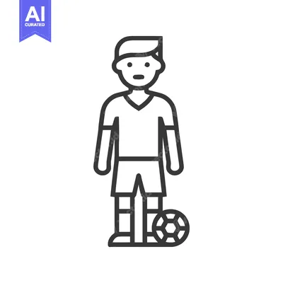 Aset premium populer: Minimalist Black Line Art Icon of a Male Soccer Player Standing with F