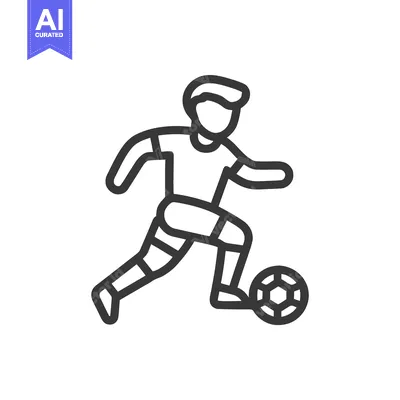 Premium design asset: Dynamic Line Art Icon of a Soccer Player Dribbling the Ball, Minimalis