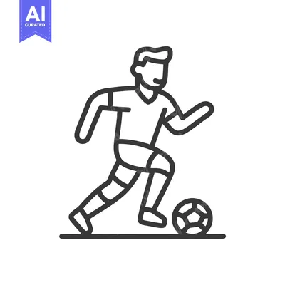 Premium design asset: Clean Line Art Icon of Soccer Player Dribbling Ball, Dynamic Sports Ac