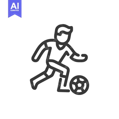 Premium design asset: Dynamic Soccer Player Dribbling Ball Line Icon, Minimalist Sports Game