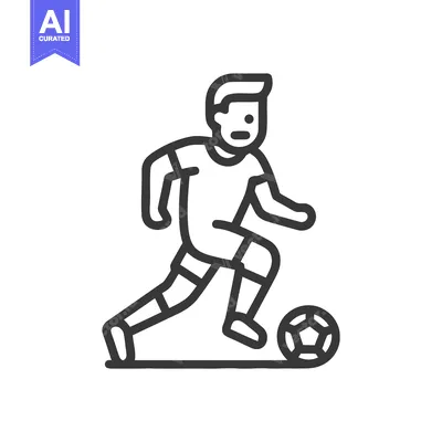 Premium design asset: Sporty Line Art Icon of Male Soccer Player Dribbling Football, Minimal