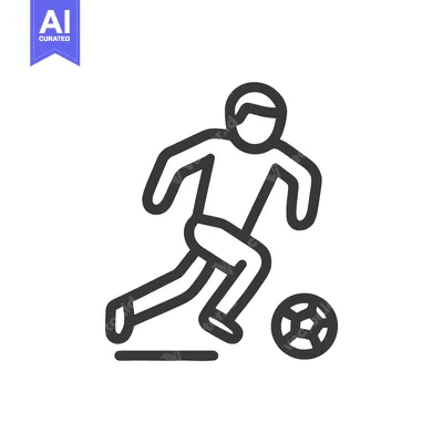 Aset desain premium: Dynamic Grey Line Icon of Soccer Player Dribbling Football on White