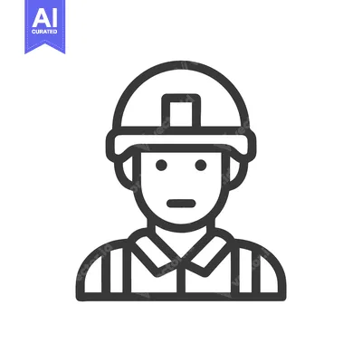 Aset desain premium: Clean Line Icon of a Construction Worker or Engineer Wearing a Hard Ha