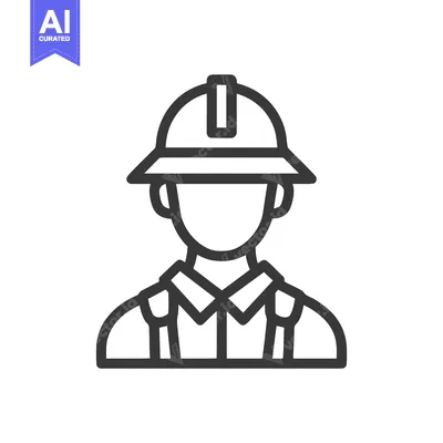 Popular premium asset: Professional Worker Icon with Hard Hat and Overalls, Representing Cons
