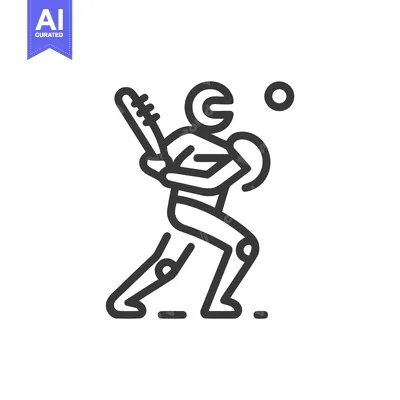Aset premium populer: Dynamic Line Art Icon of a Baseball or Cricket Batter in Action with B