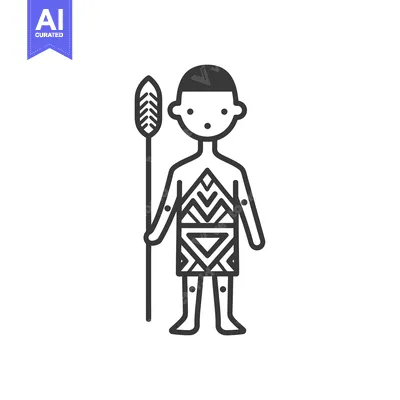 Popular premium asset: A Black and White Illustration of a Person in Traditional Clothing Hol