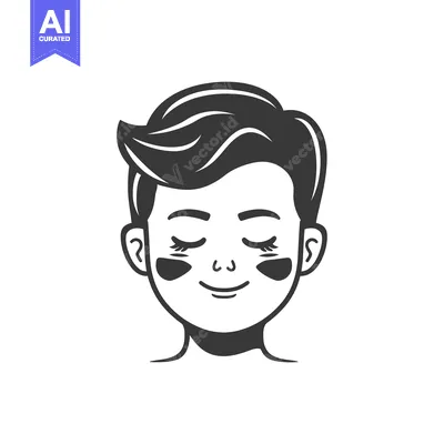 A black and white illustration of a person's face with closed eyes