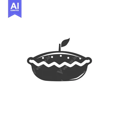 Popular premium asset: A Black and White Illustration of a Pie with a Leaf on Top