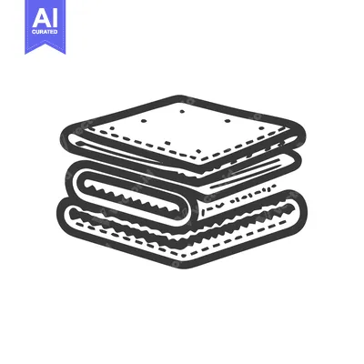 Monochrome Hand-Drawn Stack of Folded Towels Icon with Dotted Details