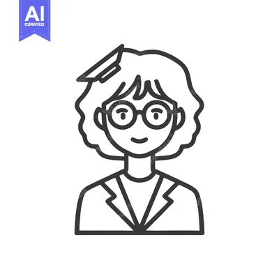 Aset desain premium: Smart Female Graduate Avatar Icon with Glasses and Academic Cap in Sim