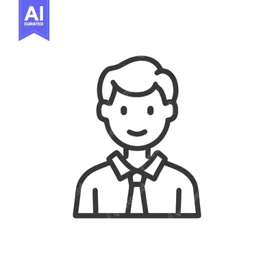 Aset premium populer: Smiling Professional Man Icon in Minimalist Line Art Style