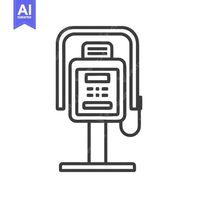 Minimalist Line Art Parking Meter Icon with Display and Buttons