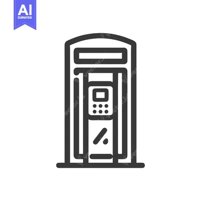 Premium design asset: Bold Line Art Icon of a Classic Public Telephone Booth for Communicati